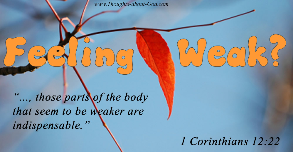 1cor12-22 “..., those parts of the body that seem to be weaker are indispensable.”