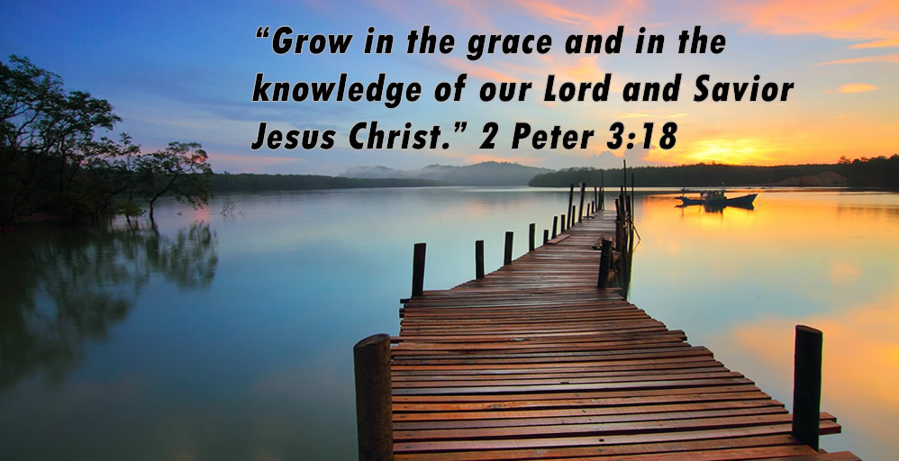 2 Peter 3:18 on dock background