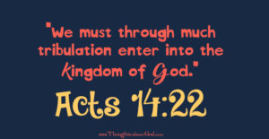 Acts 14:22 “We must through much tribulation enter into the kingdom of God.”
