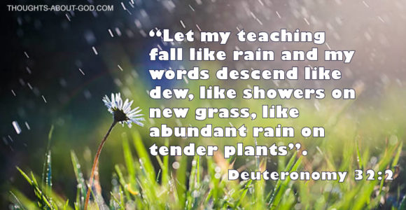 Duet.32:2 “Let my teaching fall like rain and my words descend like dew, like showers on new grass, like abundant rain on tender plants”.