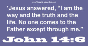 John 14:6 ‘Jesus answered, “I am the way and the truth and the life. No one comes to the Father except through me.”