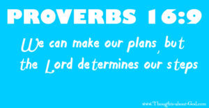 Proverb 6:9 We can make our plans, but the Lord determines our steps