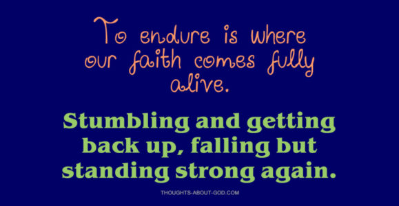 Stumbling and getting back up, falling but standing strong again.